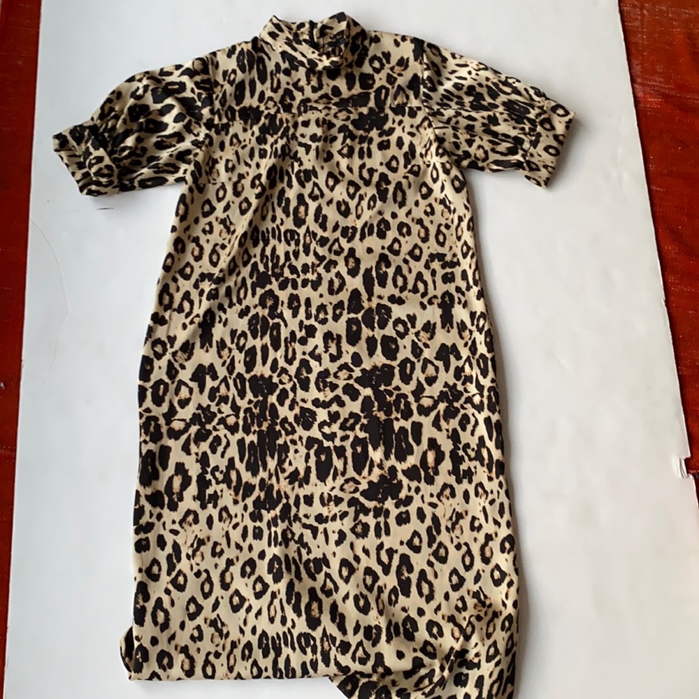 Zara short sleeve leopard midi dress